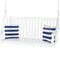 White Acacia Wood Curved Back Porch Swing Bench with Mounting Chains
